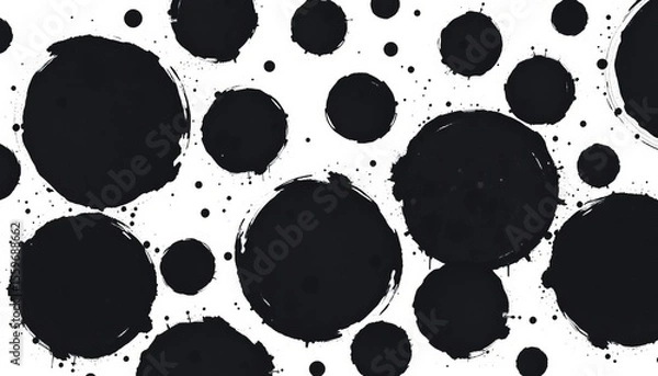 Fototapeta Grungy black spray paint circles isolated on white, vector illustration,  vintage,  design element