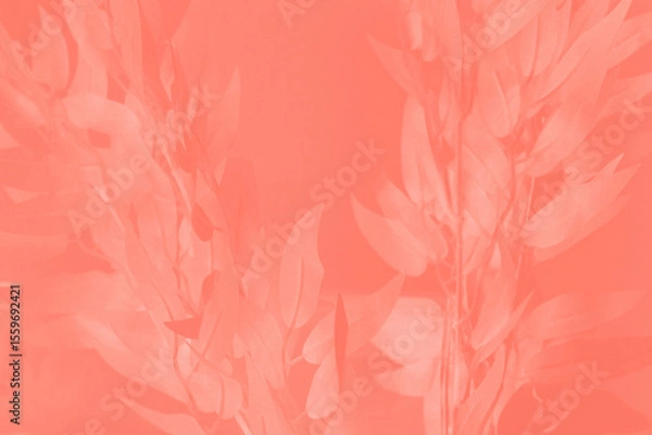 Fototapeta Dreamy blurred pink coral red gradient background with merging in a pale colored flowers composition. Peaceful or serene backgrounds. Template banner. Frame with soft pastel floral pattern