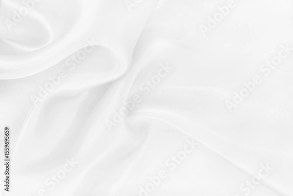 Fototapeta White fabric texture background, detail of silk or linen pattern.