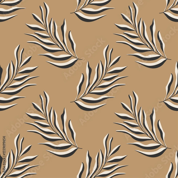 Fototapeta Trendy minimalist seamless botanical pattern with abstract creative hand drawn composition