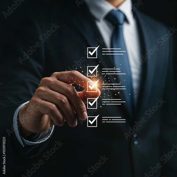 Fototapeta Title: Digital Checklist and Task Management in Business


