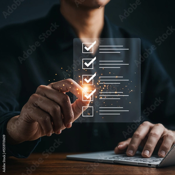 Fototapeta Title: Digital Checklist and Task Management in Business


