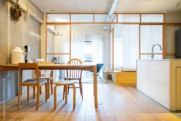 Obraz ダイニングテーブルのあるおしゃれな部屋