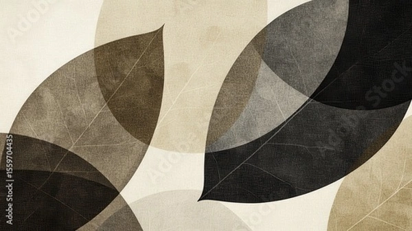 Obraz Abstract Leaves Design in Earthy Tones with Soft Background Elements