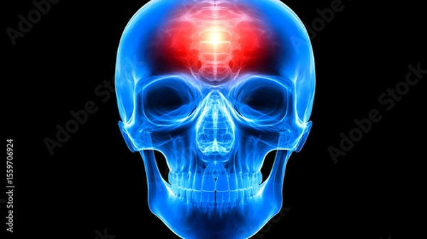 Fototapeta X-Ray of a Human Skull Detailed X-ray image of a human skull, showing clear bone structure and teeth alignment