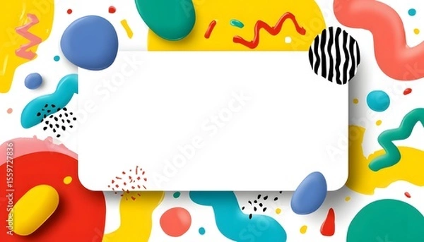 Fototapeta Colorful Memphis Background with empty area for text