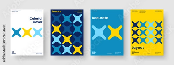 Fototapeta Geometric Report Layout. Isolated Background Design. Modern Brochure Template. Poster. Flyer. Business Presentation. Book Cover. Banner. Journal. Magazine. Newsletter. Handbill. Leaflet. Notebook