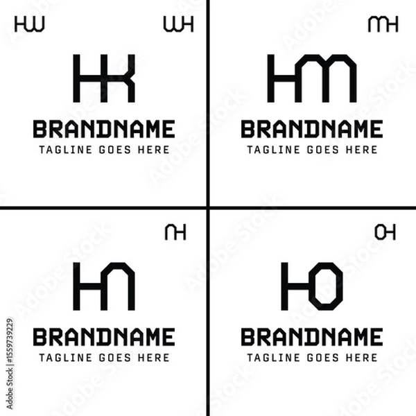 Fototapeta Letters HK HM MH HN NH HO OH HW HW Monogram Logo, for HK KH HM MH HN NH HO OH HW HW initials