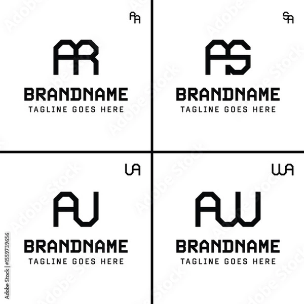 Fototapeta Letters AR RA AS SA AU UA AW WA Monogram Logo, for business with AR RA AS SA AU UA AW WA initials