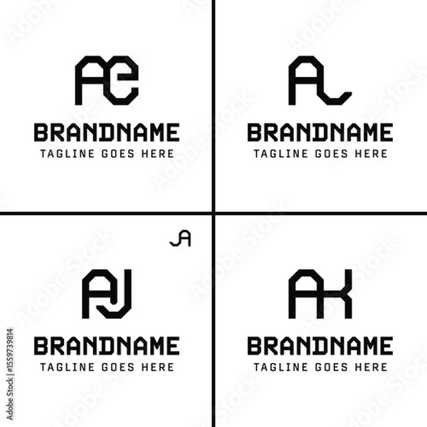 Fototapeta Letters AE AL AJ JA AK Monogram Logo, for business with AE EA AL LA AJ JA AK KA initials