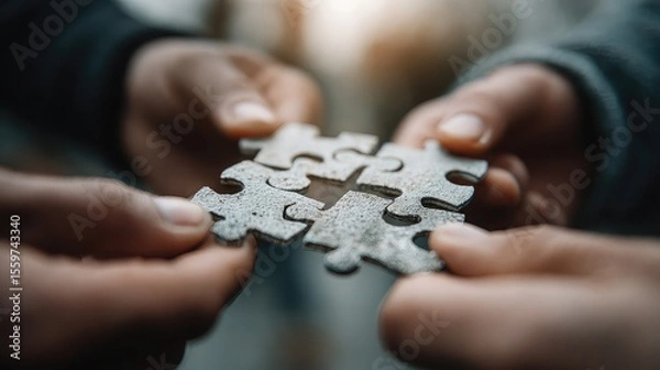 Obraz Collaborative problem-solving collective intelligence diverse perspectives synergy creativity logic solutions innovation teamwork achieving outcomes trust unified action