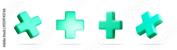 Fototapeta 3D plus sign collection for web design. Help and medical symbol. Icon set for adding and positive concept.