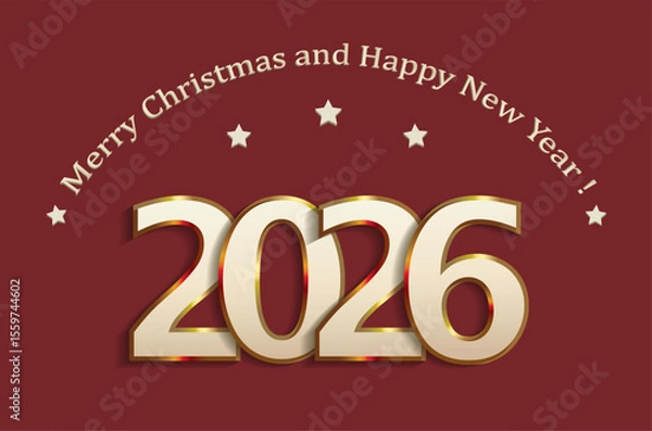 Obraz Happy New Year 2026, background for banners, greeting cards, calendars, packages, typography, covers. Vector illustration.