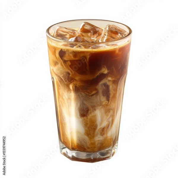 Fototapeta Iced coffee delight Refreshing blend of milk and coffee is simply irresistible