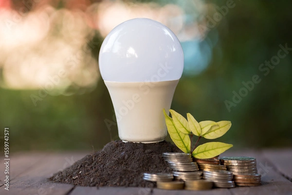 Fototapeta Energy saving LED BULB ECO With the environment,save money while saving the environment 