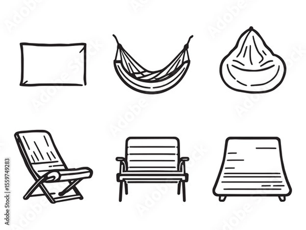 Fototapeta stylish floor lounger vector outline clean drawing concept