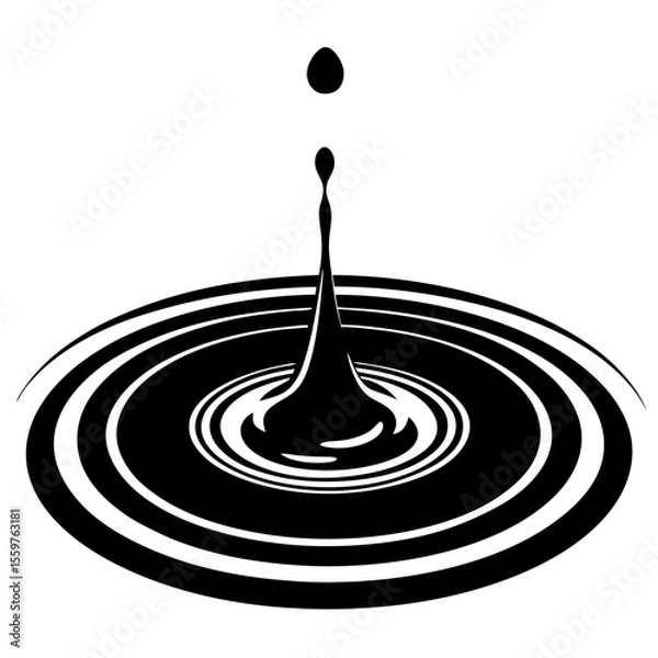 Fototapeta Black liquid drop falling into a pool of liquid vector