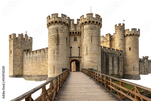 Fototapeta Medieval Castle, transparent background, isolated image, generative By AI