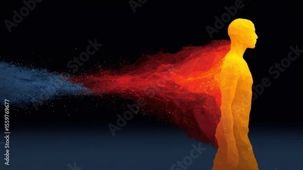 Fototapeta Survivor glowing in dualworld conceptual art abstract environment dramatic viewpoint