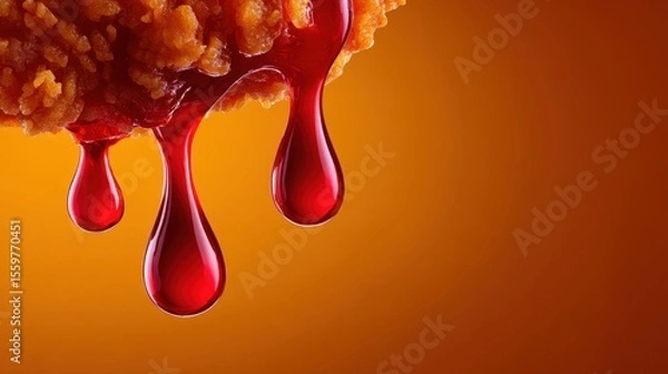 Fototapeta Sauce dripping elegantly kitchen table close-up image warm lighting artistic concept
