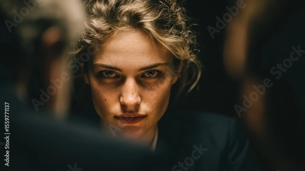 Fototapeta Intense business negotiation a determined negotiator in a high-stakes meeting