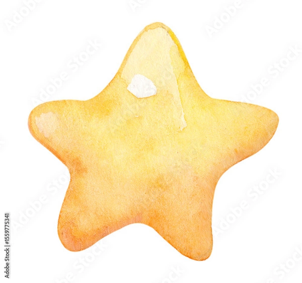 Fototapeta Star-shaped cookie decorated with a soft yellow glaze ready for a summer gathering or celebration dessert table