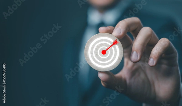 Fototapeta Growth business goal plan. Objective and strategy of leadership to target growth value in a company. concept of aim to grow and succeed in marketing global economy