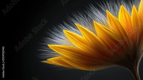 Fototapeta Floral concept sunflower seed bursting in nature with dark background graphic art