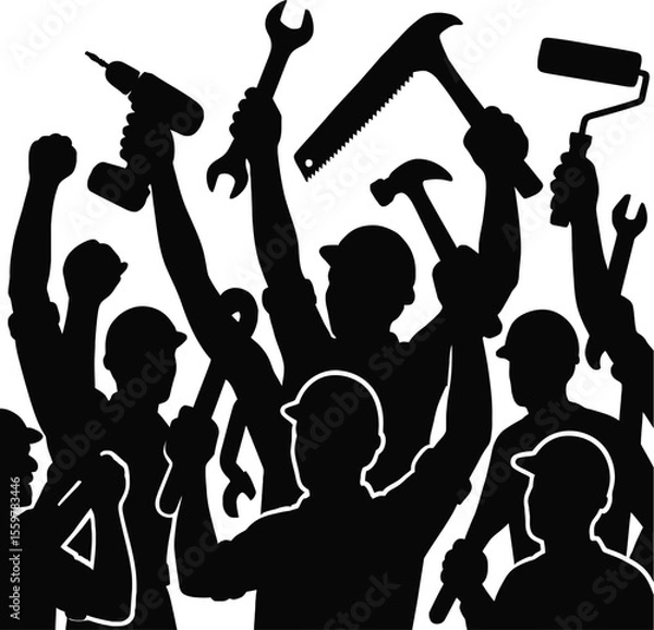 Obraz silhouette image of a group of people