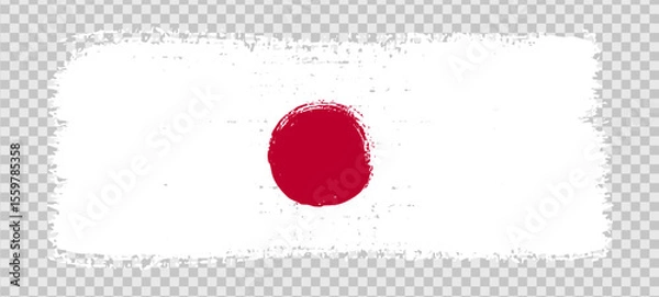 Fototapeta Abstract paint brush textured stripe of japan tokyo flag colors white and red circle shape. Design element for Japan day celebrate. The concept of drawing, brushstroke, grunge, paint strokes etc