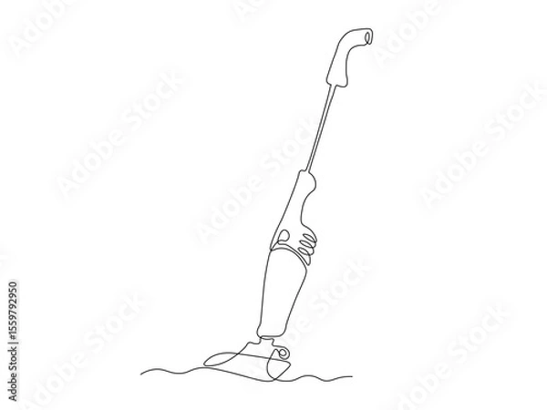Obraz Abstract Vertical Vacuum Cleaner, continuous single one line art hand drawing sketch logo