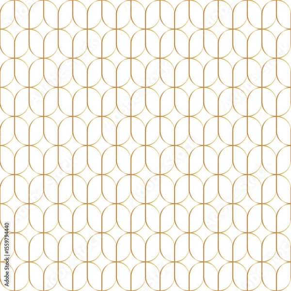 Obraz Gold art deco seamless pattern. Artdeco oval seamless background. Abstract geometric vintage texture. Golden circle modern ornament in linear style. Vector illustration on white background.