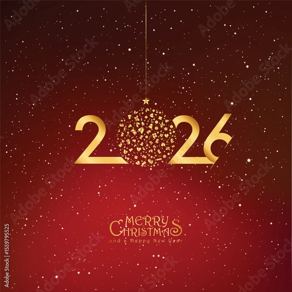 Fototapeta 2026 Happy New Year design vector. trendy new year 2025 design template. and merry Christams 