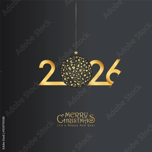 Fototapeta 2026 Happy New Year design vector. trendy new year 2025 design template. and merry Christams 