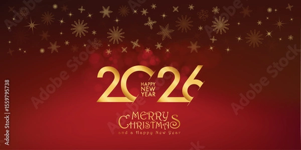 Fototapeta 2026 Happy New Year design vector. trendy new year 2025 design template. and merry Christams 