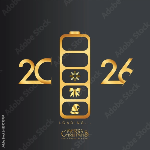 Fototapeta 2026 Happy New Year design vector. trendy new year 2025 design template. and merry Christams 