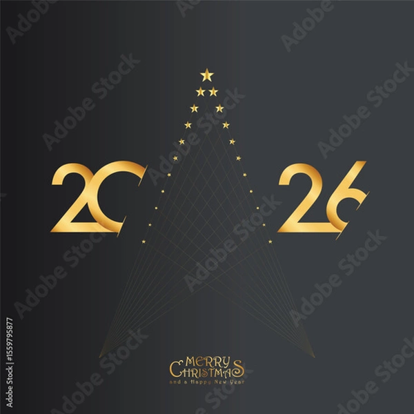 Fototapeta 2026 Happy New Year design vector. trendy new year 2025 design template. and merry Christams 