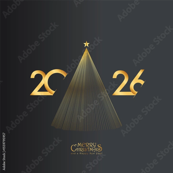 Fototapeta 2026 Happy New Year design vector. trendy new year 2025 design template. and merry Christams 