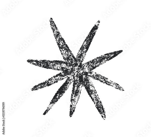 Obraz Crayon star drawing. Doodle chalk star symbol. Hand drawn childish pastel design element. Crayon texture shine. Pencil sketch twinkle icon. Vector illustration on white background.