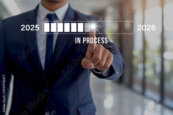 Fototapeta Businessman touching virtual screen for success in online business, concept idea steps to success 2025-2026