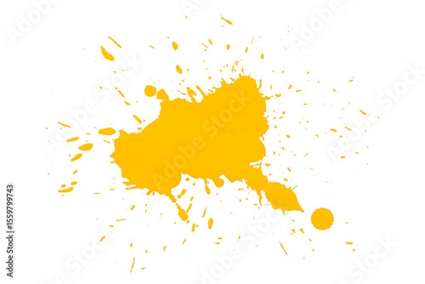 Fototapeta Bright yellow watercolor or ink stains with watercolor marks. Brush strokes and watercolor splashes set on a transparent background.