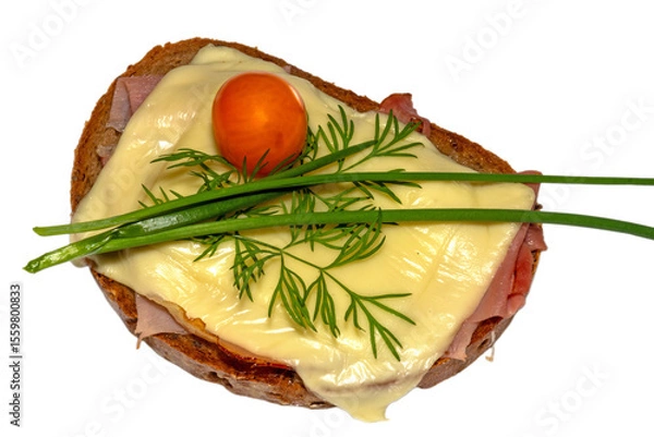 Obraz Mit Käse überbackenes Schinkenbrot