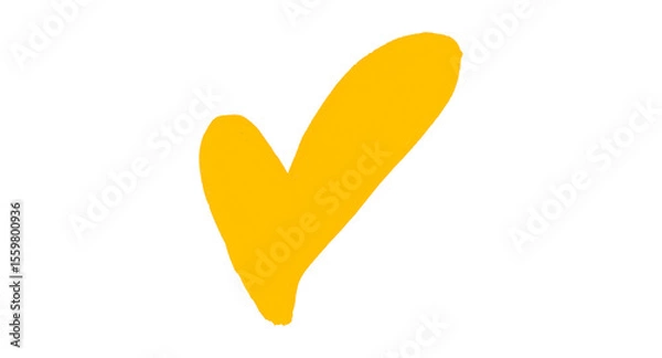 Fototapeta A yellow heart drawn in ink sits on a transparent background.