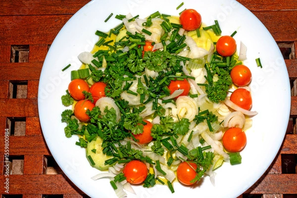 Obraz Gartenkräutersalat