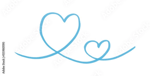 Fototapeta A light blue heart drawn in ink sits on a transparent background.