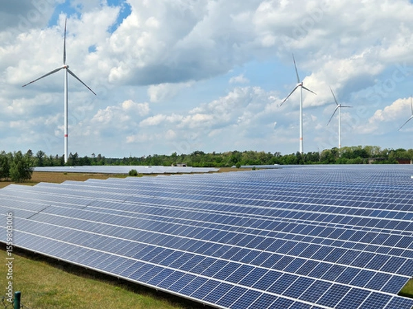 Obraz Solarpark  und Windräder 