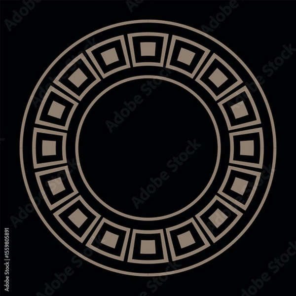 Fototapeta African, egyptian ethnic gold round ornament. Circular decorative element. Oval frame. Oriental round frame. Circular pattern. Typical egyptian, assyrian, greek motives. Template for laser cutting