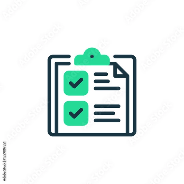 Fototapeta Clipboard with Results Two Tone Color Icon. linear style sign for mobile concept and web design. Outline vector icon.