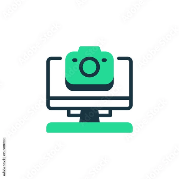 Fototapeta Remote Monitoring Two Tone Color Icon. linear style sign for mobile concept and web design. Outline vector icon.