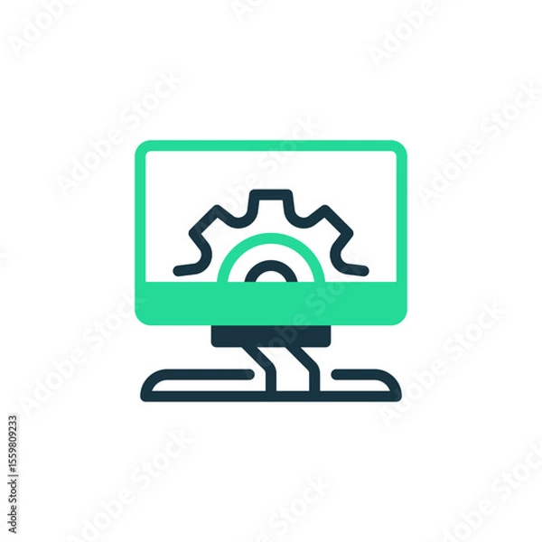 Fototapeta Dekstop Computer Two Tone Color Icon. linear style sign for mobile concept and web design. Outline vector icon.